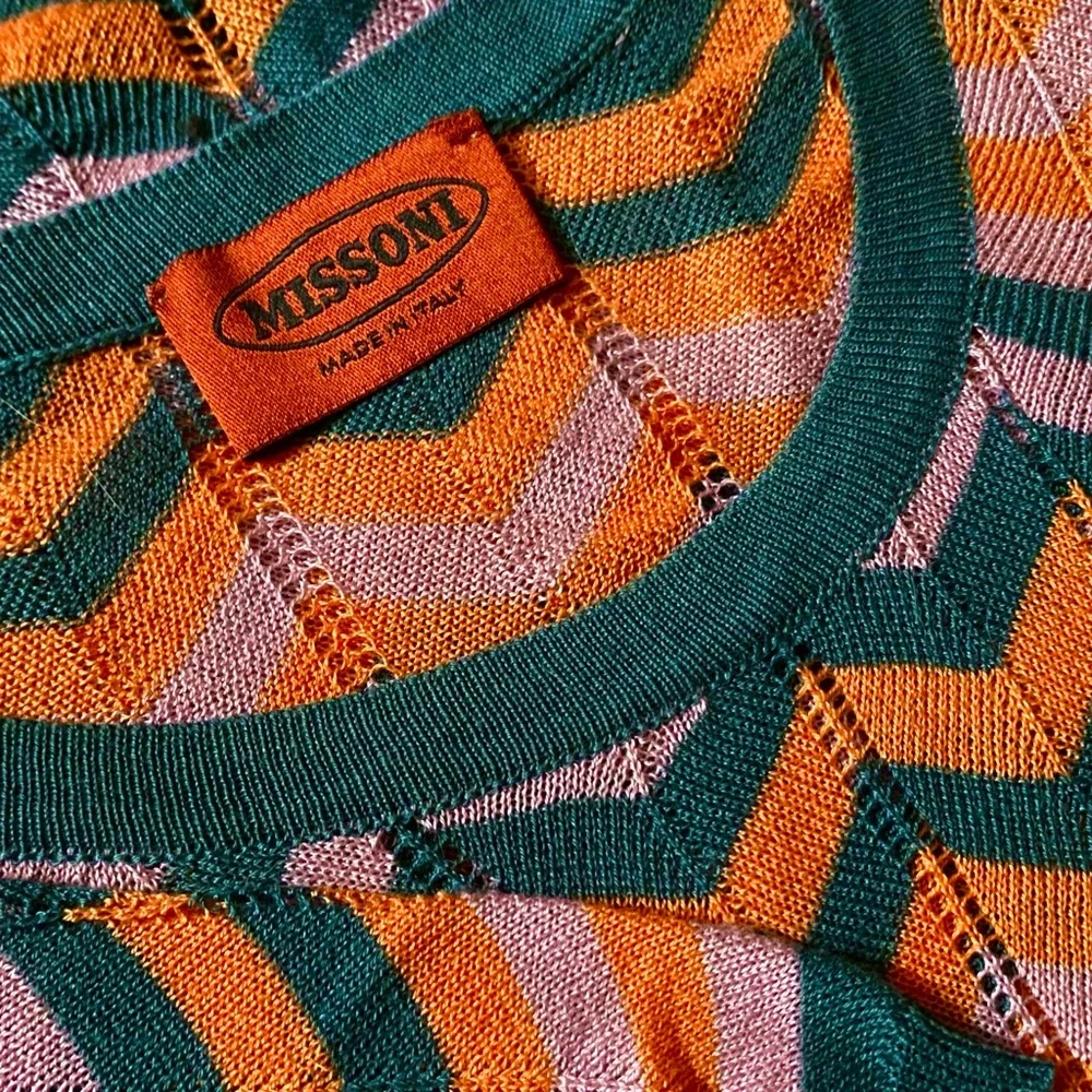MISSONI Orange Label Cotton Chevron and Feather Knit Top Sz 44 IT/ 8 US *EUC* - Picture 3 of 7